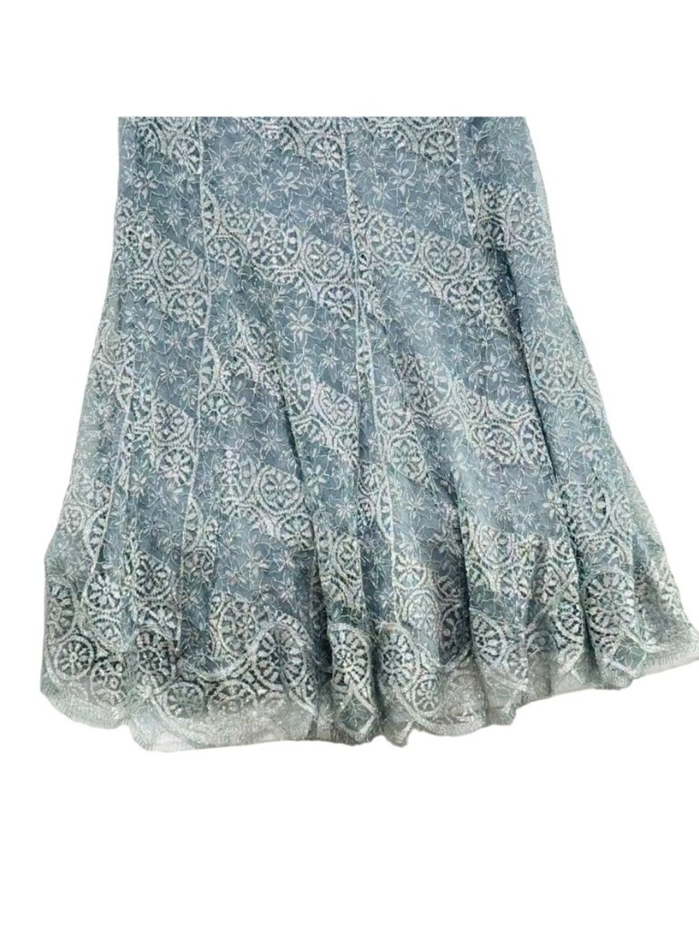 Rickie Freeman Teri Jon Women's Silver Gray Lace Strapless Evening Gown Size 16 - Picture 14 of 16